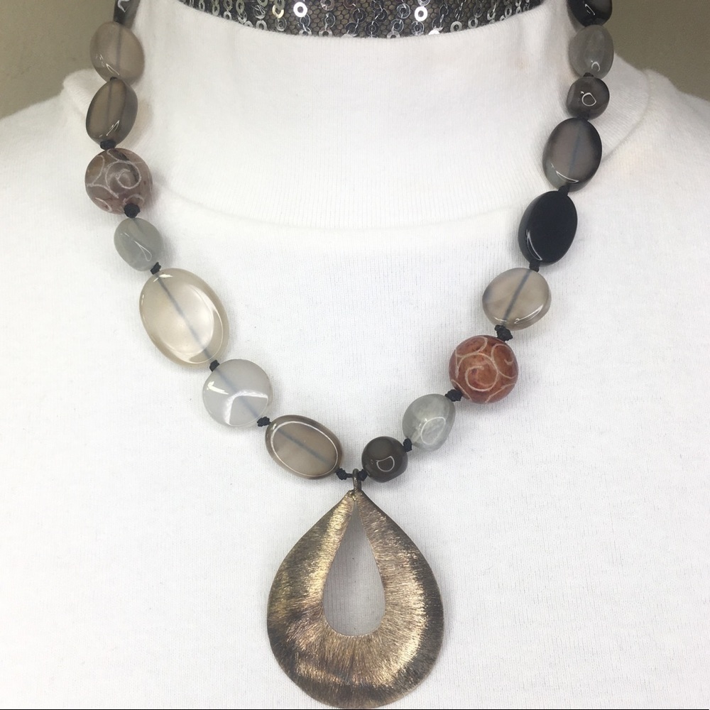 Peyote Bird Necklace mixed semi precious stones